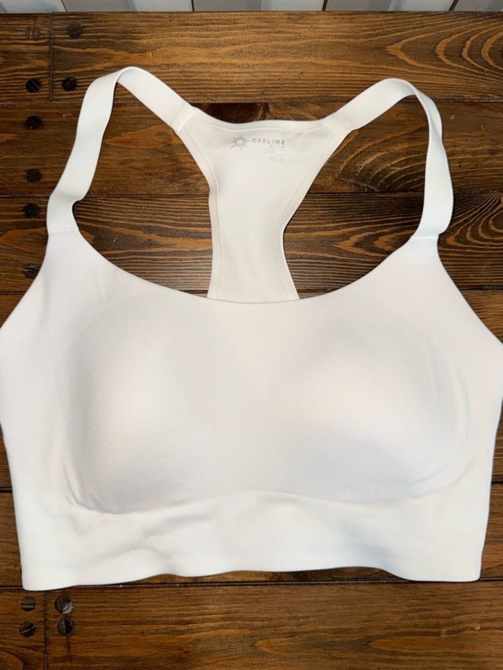 aerie White Seamless Racerback Sports Bralette
